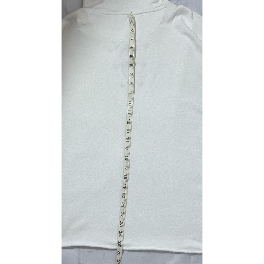 Aerie Hoodie Womens XS White Lace Up V-Neck Pullover Long Sleeve Relaxed Cotton - Picture 6 of 9